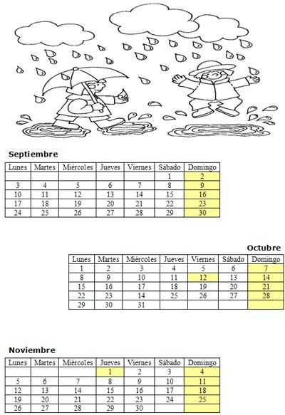 Calendarios infantiles sobre el oto&ntilde;o
