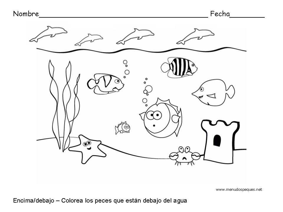 Ficha infantil sobre los conceptos Encima y Debajo