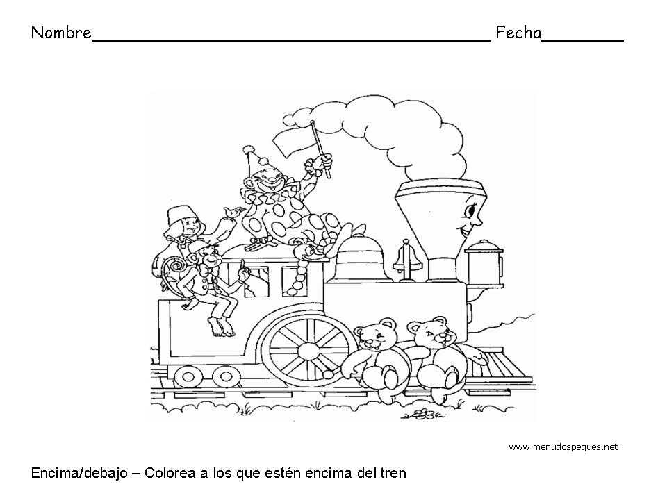 Ficha infantil sobre los conceptos Encima y Debajo