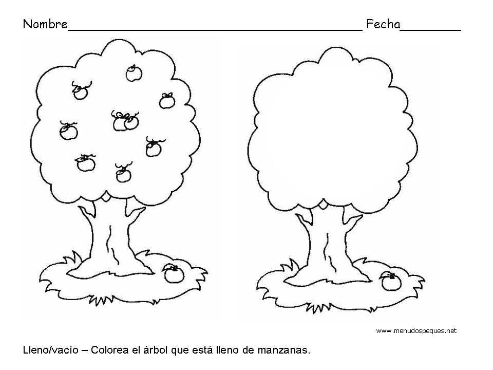 Ficha infantil sobre los conceptos Lleno y Vac&iacute;o