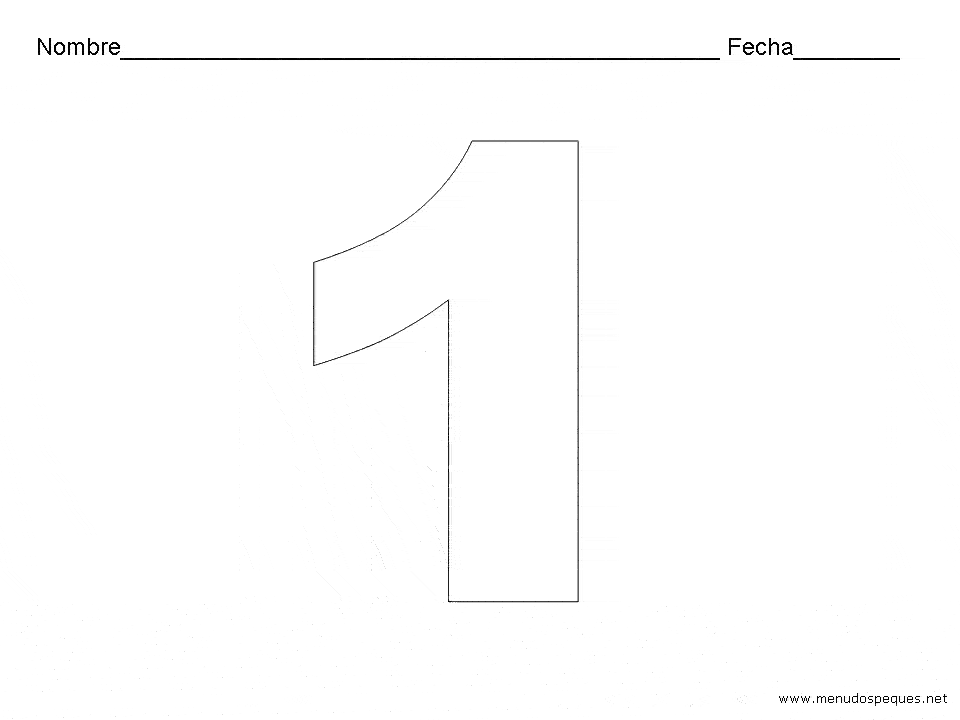 Ficha infantil sobre los N&uacute;meros. El Uno