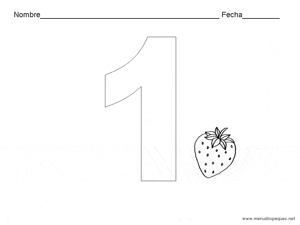 Ficha infantil sobre los N&uacute;meros. El Uno