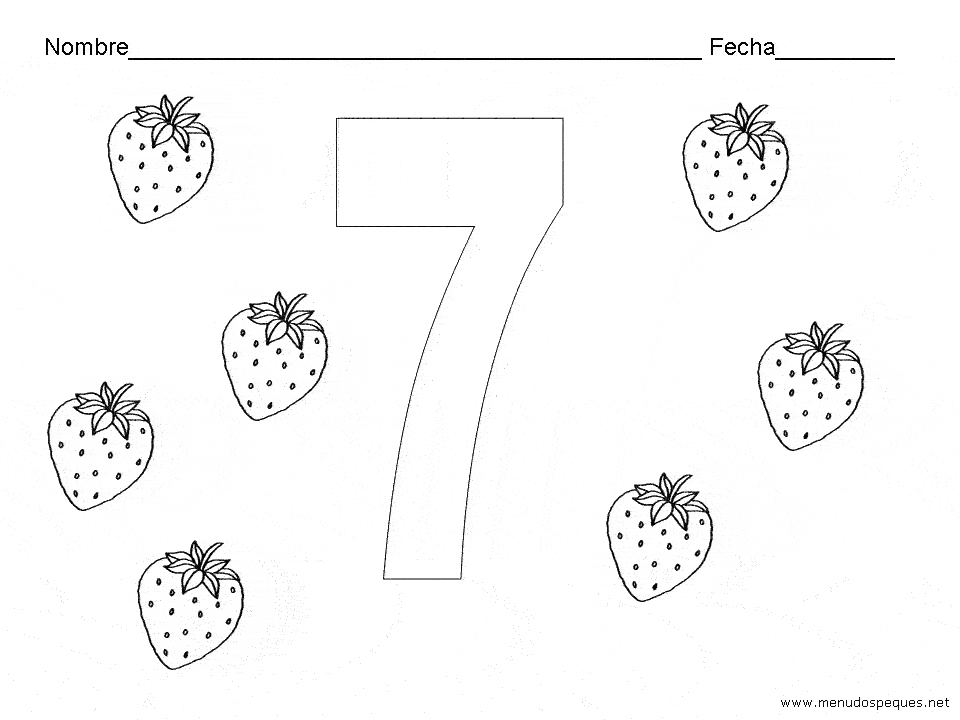 Ficha infantil sobre los N&uacute;meros. El Siete
