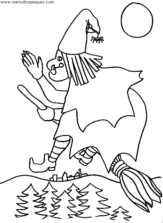 lamina para colorear de halloween Bruja.gif