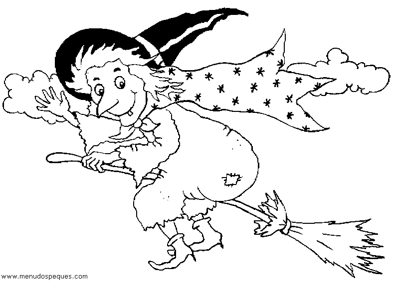 lamina para colorear de halloween Bruja02.gif