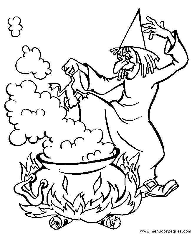 lamina para colorear de halloween Bruja04.gif