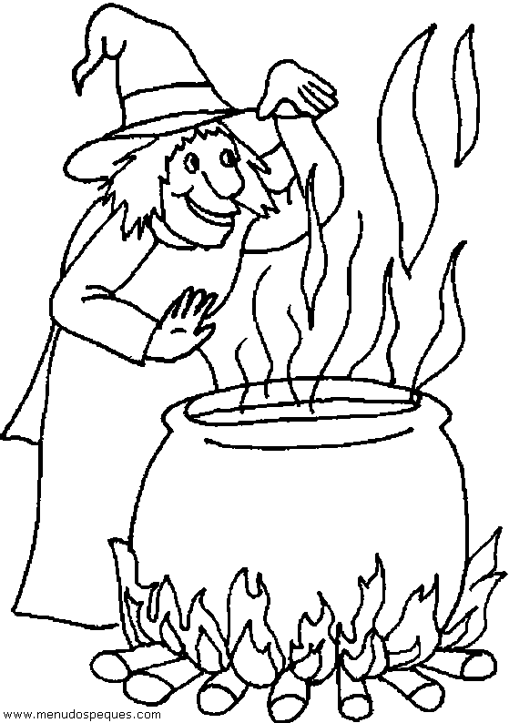 lamina para colorear de halloween Bruja05.gif