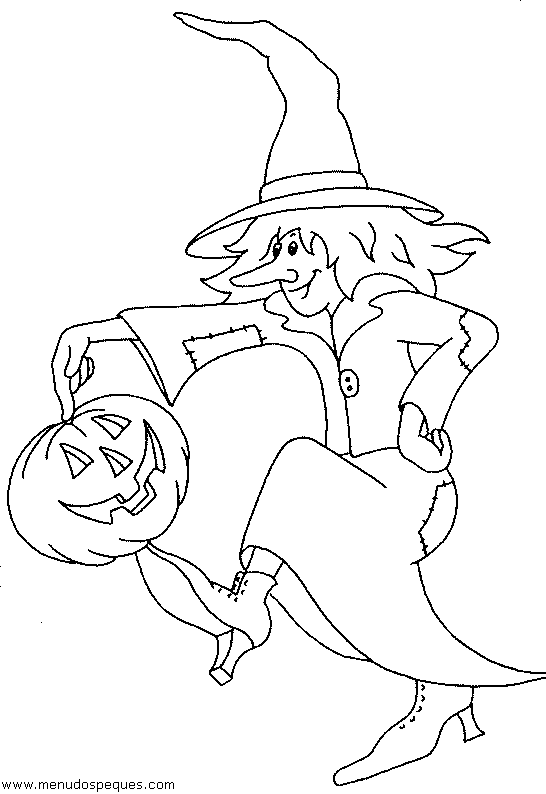lamina para colorear de halloween Bruja07.gif