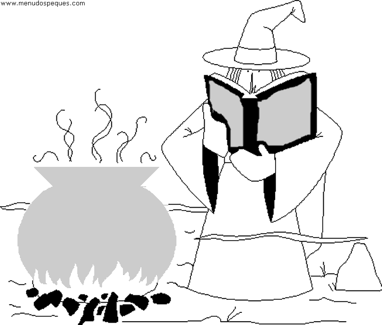 lamina para colorear de halloween Bruja2.gif