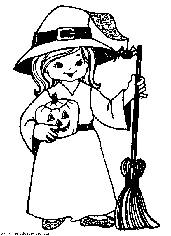 lamina para colorear de halloween Bruja3.gif