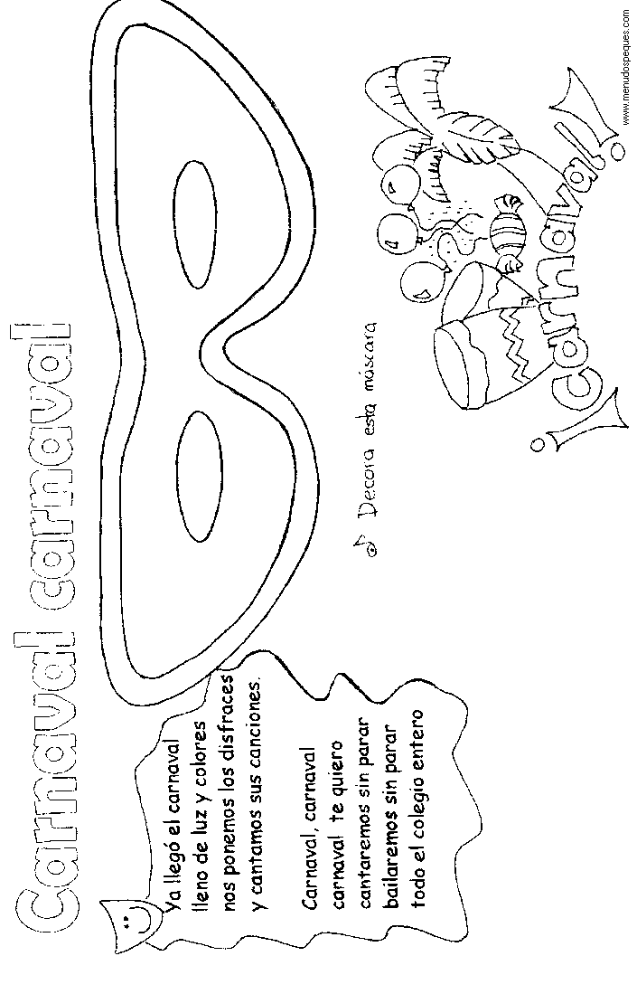 l&aacute;minas dibujos para imprimir y colorear Carnaval. Carnavales