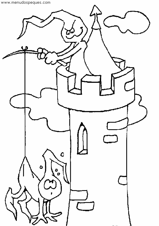 Castillo halloween para colorear con fantasmas