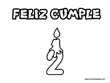 Lamina de dibujo para colorear Cumplea&ntilde;os Vela con n&uacute;mero 2