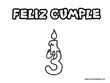 Lamina de dibujo para colorear Cumplea&ntilde;os Vela con n&uacute;mero 3