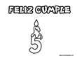 Lamina de dibujo para colorear Cumplea&ntilde;os Vela con n&uacute;mero 5