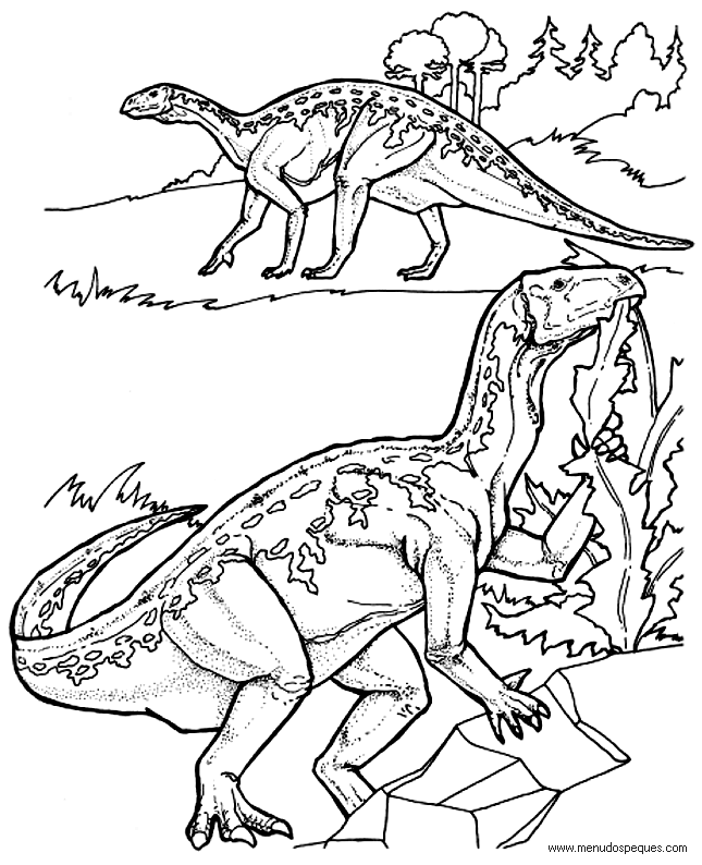 l&aacute;minas de dibujos para imprimir y colorear Dinosaurios iguanodon