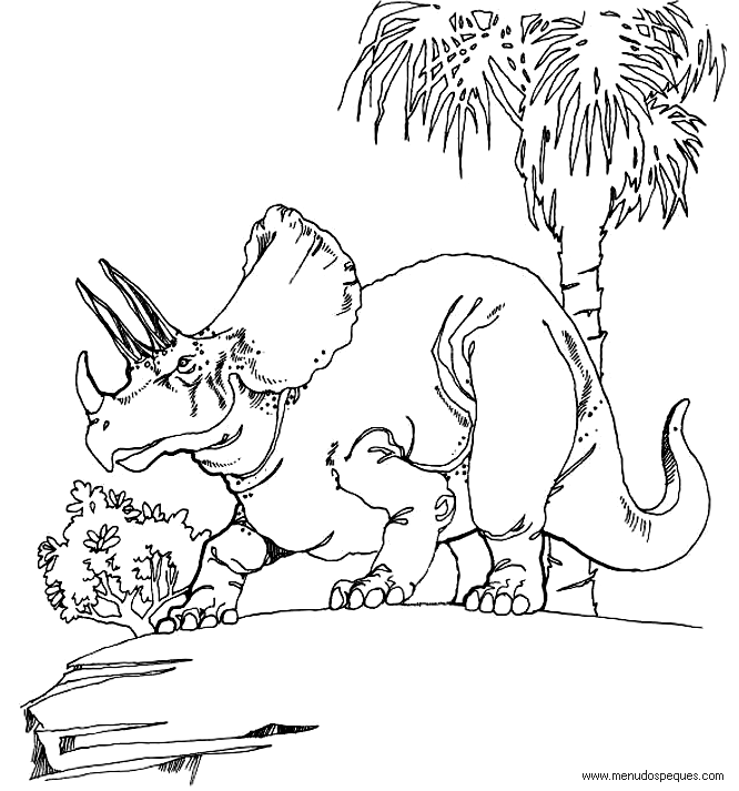 l&aacute;minas de dibujos para imprimir y colorear Dinosaurios tricera