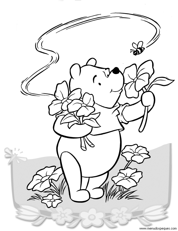 lamina para colorear de la Primavera Winnie the Pooh