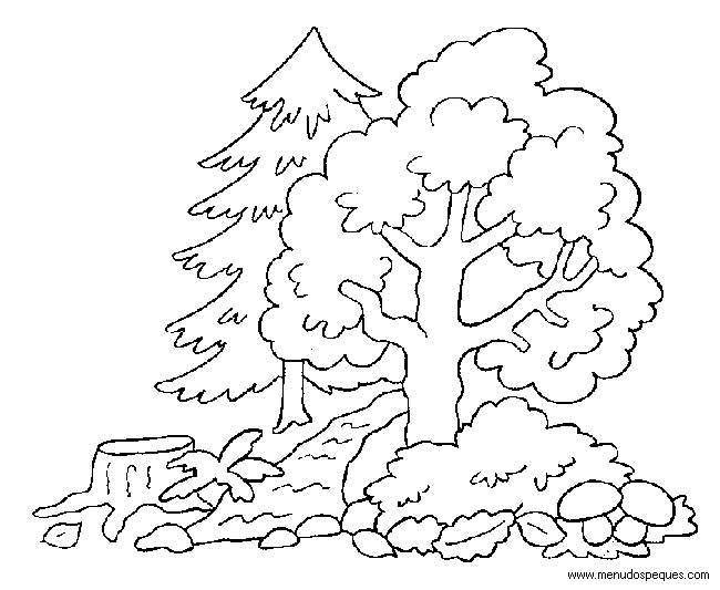L&aacute;mina para Imprimir y Colorear Dibujos de El Medio Ambiente. Paisajes y animales gratis