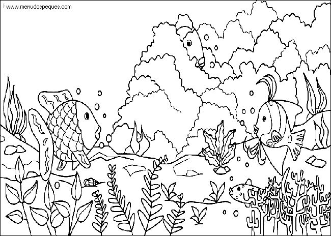 L&aacute;mina para Imprimir y Colorear Dibujos de El Medio Ambiente. Paisajes y animales gratis