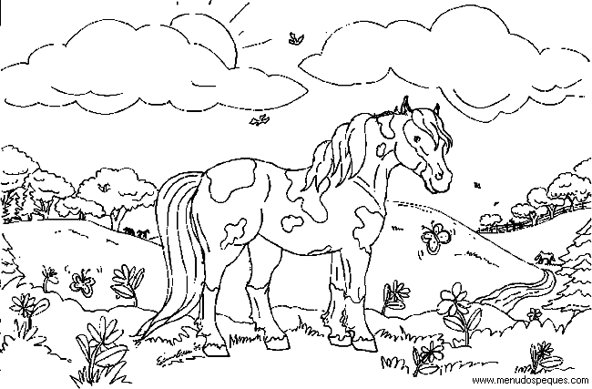 L&aacute;mina para Imprimir y Colorear Dibujos de El Medio Ambiente. Paisajes y animales gratis