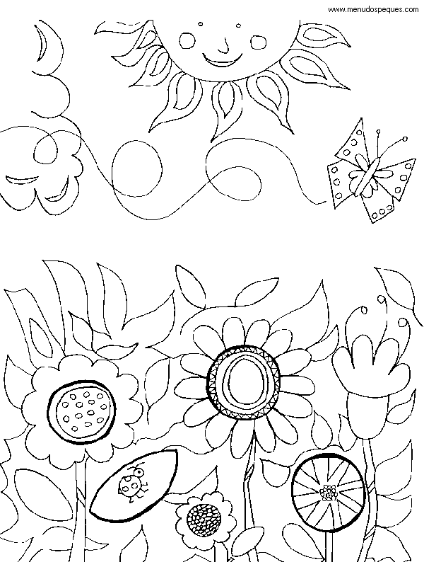 L&aacute;mina para Imprimir y Colorear Dibujos de El Medio Ambiente. Paisajes y animales gratis