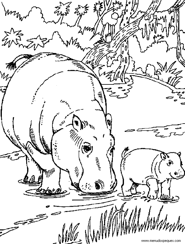 L&aacute;mina para Imprimir y Colorear Dibujos de El Medio Ambiente. Paisajes y animales gratis