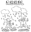 L&aacute;mina para Colorear meses del a&ntilde;o. Mes de Abril 