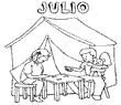 L&aacute;mina para Colorear meses del a&ntilde;o. Mes de Julio