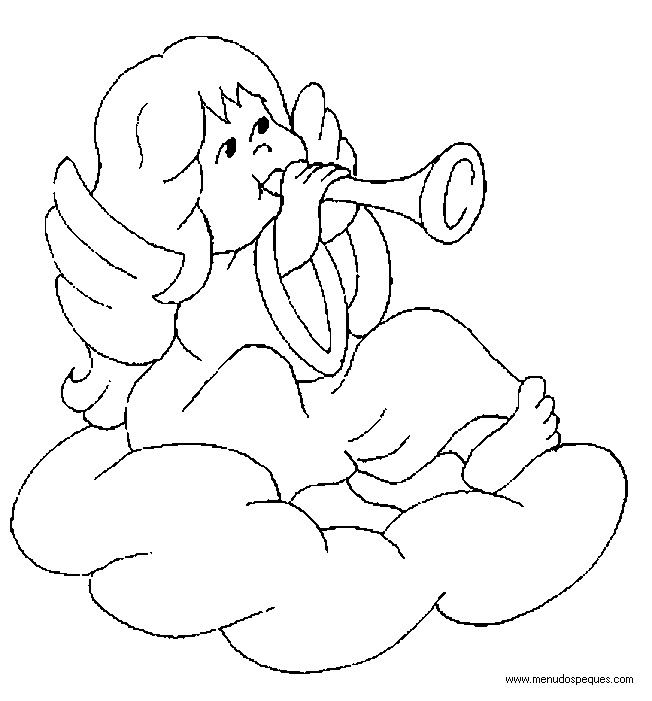lamina para colorear Angelitos navide&ntilde;os para navidad 04