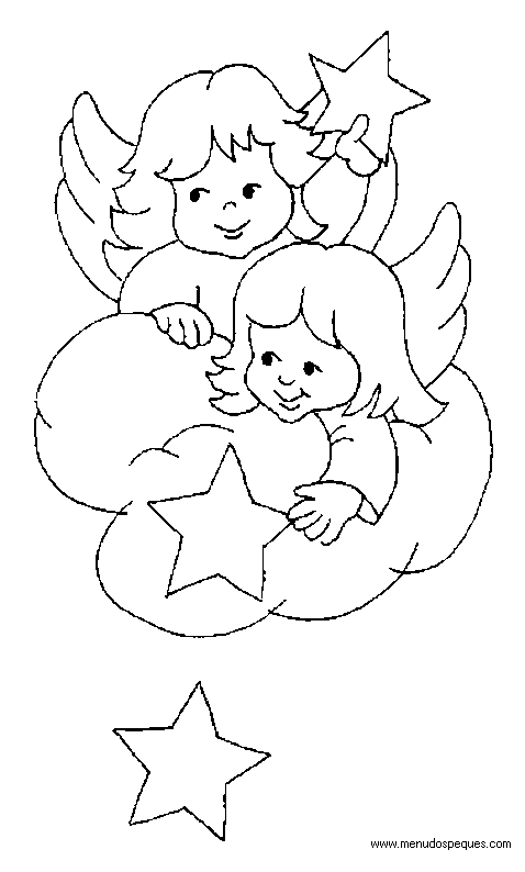 lamina para colorear Angelitos navide&ntilde;os para navidad 05