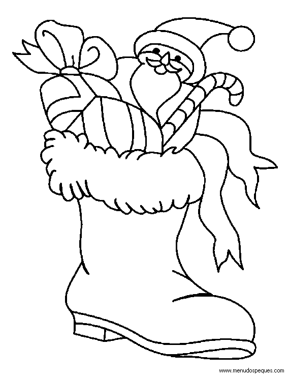 laminas para colorear dibujos de botas de navidad 01
