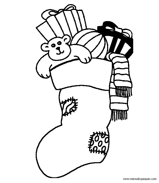 lamina para colorear de calcetin navide&ntilde;o 01