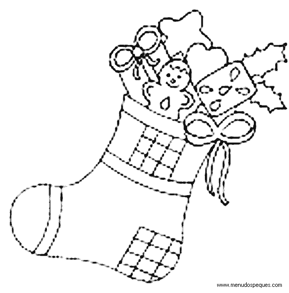 lamina para colorear de calcetin navide&ntilde;o 02