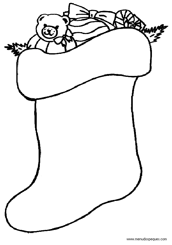 lamina para colorear de calcetin navide&ntilde;o 06