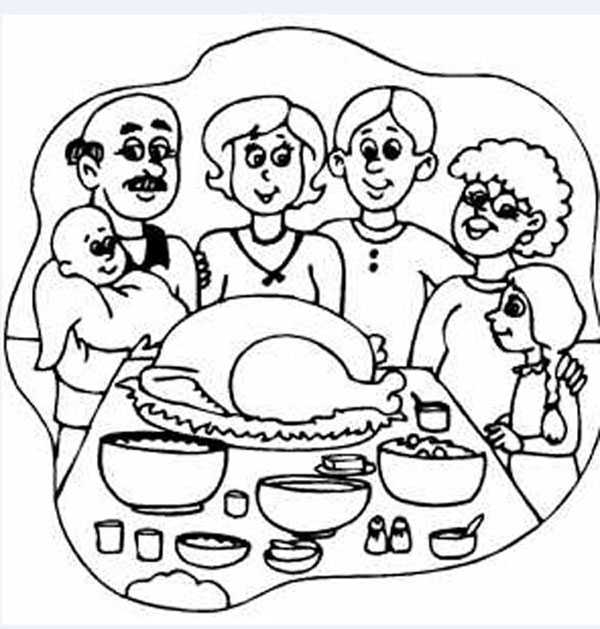 dibujos para colorear reuniones y comidas familiares en Navidad.