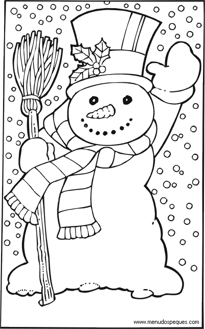 lamina para colorear de Mu&ntilde;eco de nieve 09