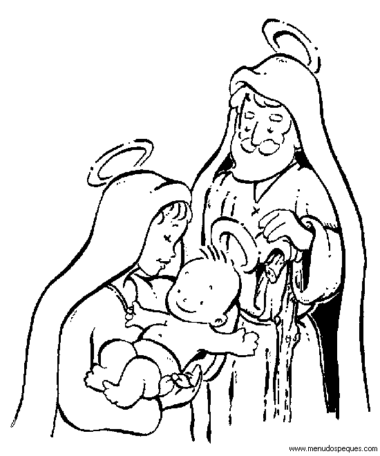 lamina para colorear de Nacimiento de Jesús, Portal de belén, Pesebre 07