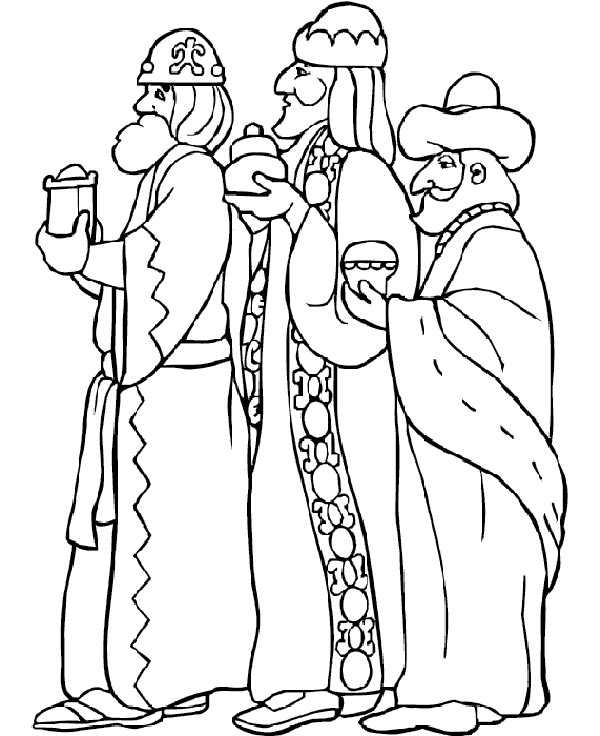 dibujos para colorear a los Reyes Magos Melchor, Gaspar y Baltasar