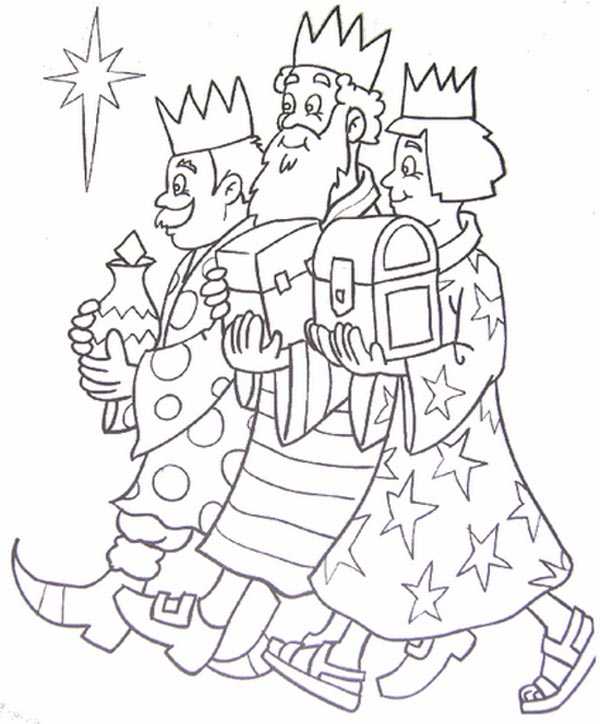 dibujos para colorear a los Reyes Magos Melchor, Gaspar y Baltasar