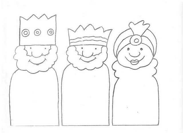 dibujos para colorear a los Reyes Magos Melchor, Gaspar y Baltasar.