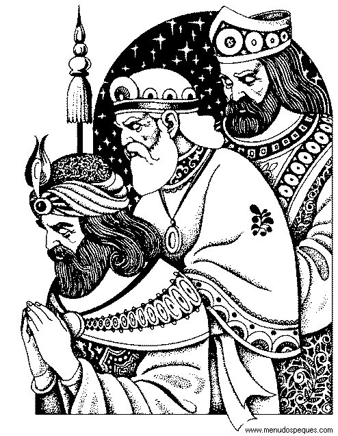 lamina para colorear de Reyes Magos 06
