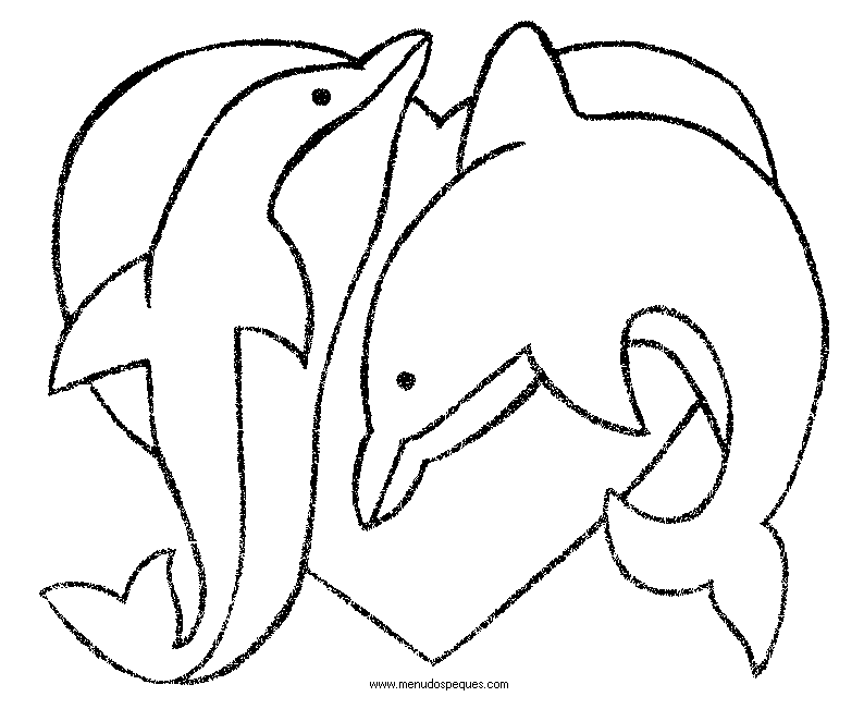 imprimir y colorear l&aacute;minas para el d&iacute;a de San Valent&iacute;n. Delfines enamorados