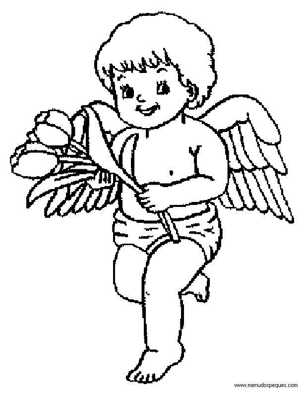 imprimir y colorear l&aacute;minas para el d&iacute;a de San Valent&iacute;n. Cupido de san valent&iacute;n