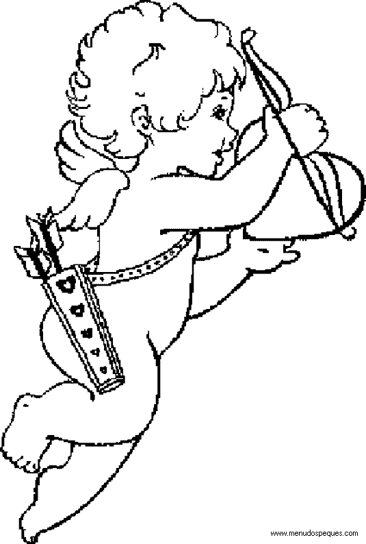 imprimir y colorear l&aacute;minas para el d&iacute;a de San Valent&iacute;n. Cupido de san valent&iacute;n