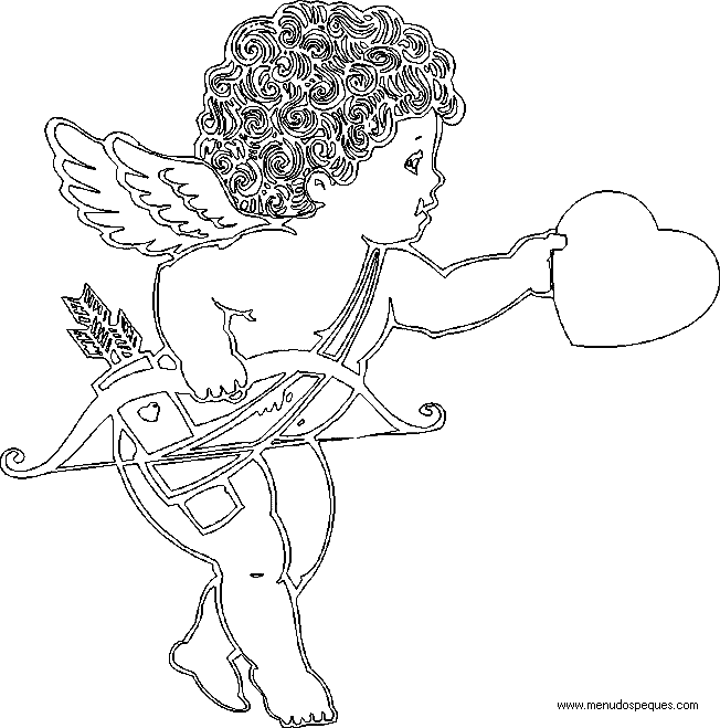 imprimir y colorear l&aacute;minas para el d&iacute;a de San Valent&iacute;n. Cupido de san valent&iacute;n