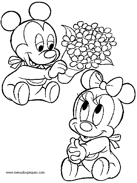 imprimir y colorear l&aacute;minas para el d&iacute;a de San Valent&iacute;n. Mickey Mouse y Minnie Mouse