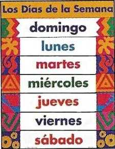Poesía de los días de la semana. lunes, martes, miércoles, jueves, viernes, sábado y domingo