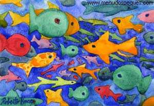 imagen dibujo para villancicos de navidad, pero mira como beben los peces en el rio