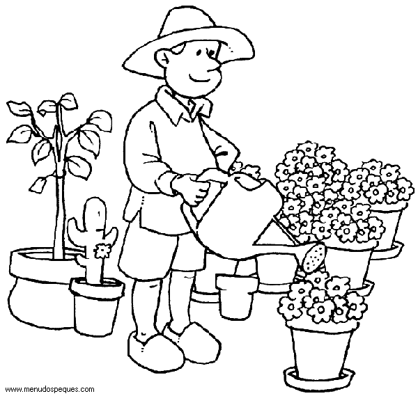 láminas para colorear jardinero